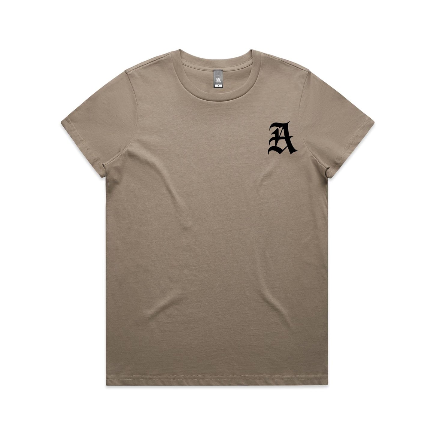 AloneTees “Classic A x Stretch Back” Logo T-Shirt — Women’s Fit