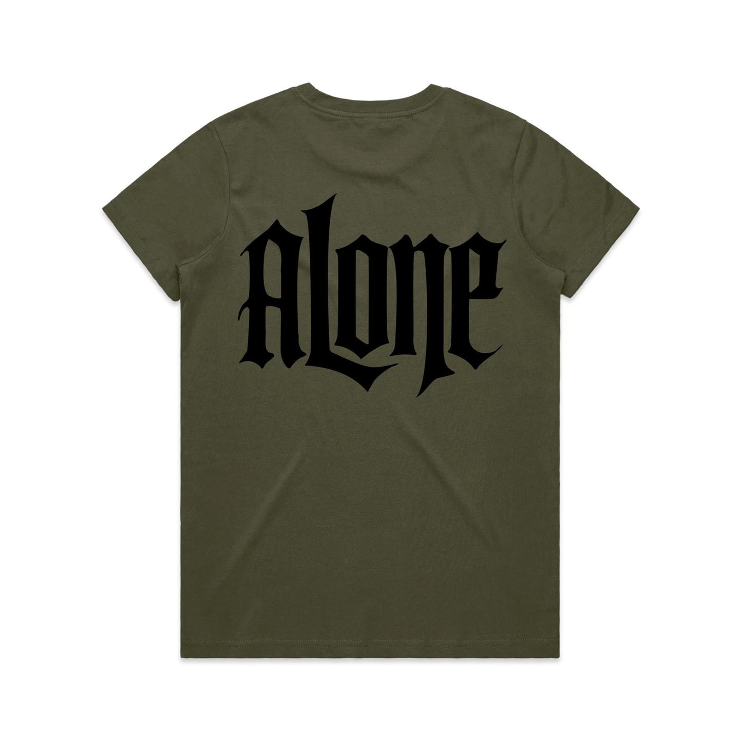 AloneTees “Classic A x Stretch Back” Logo T-Shirt — Women’s Fit