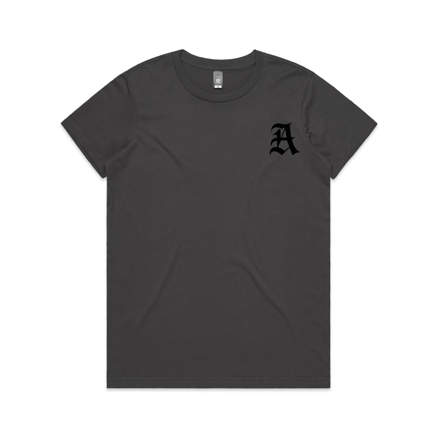 AloneTees “Classic A x Stretch Back” Logo T-Shirt — Women’s Fit