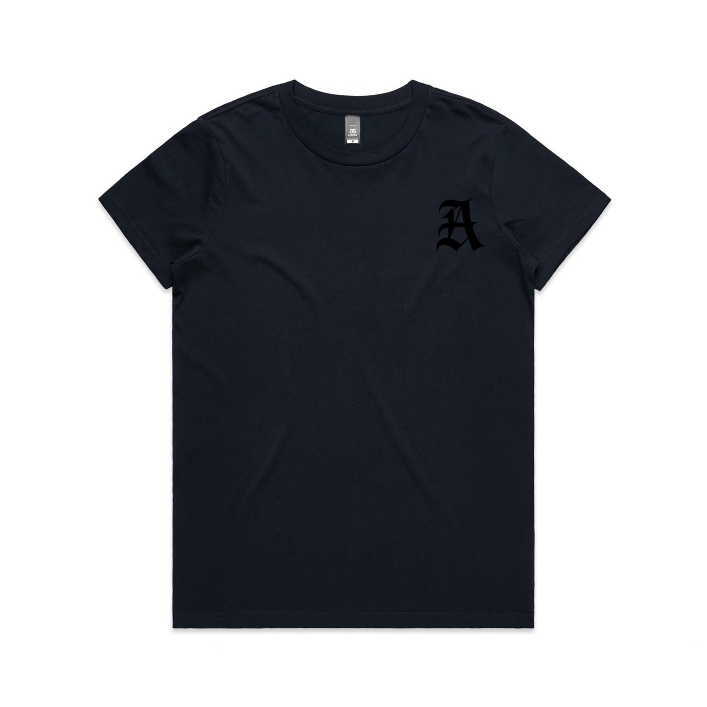 AloneTees “Classic A x Stretch Back” Logo T-Shirt — Women’s Fit