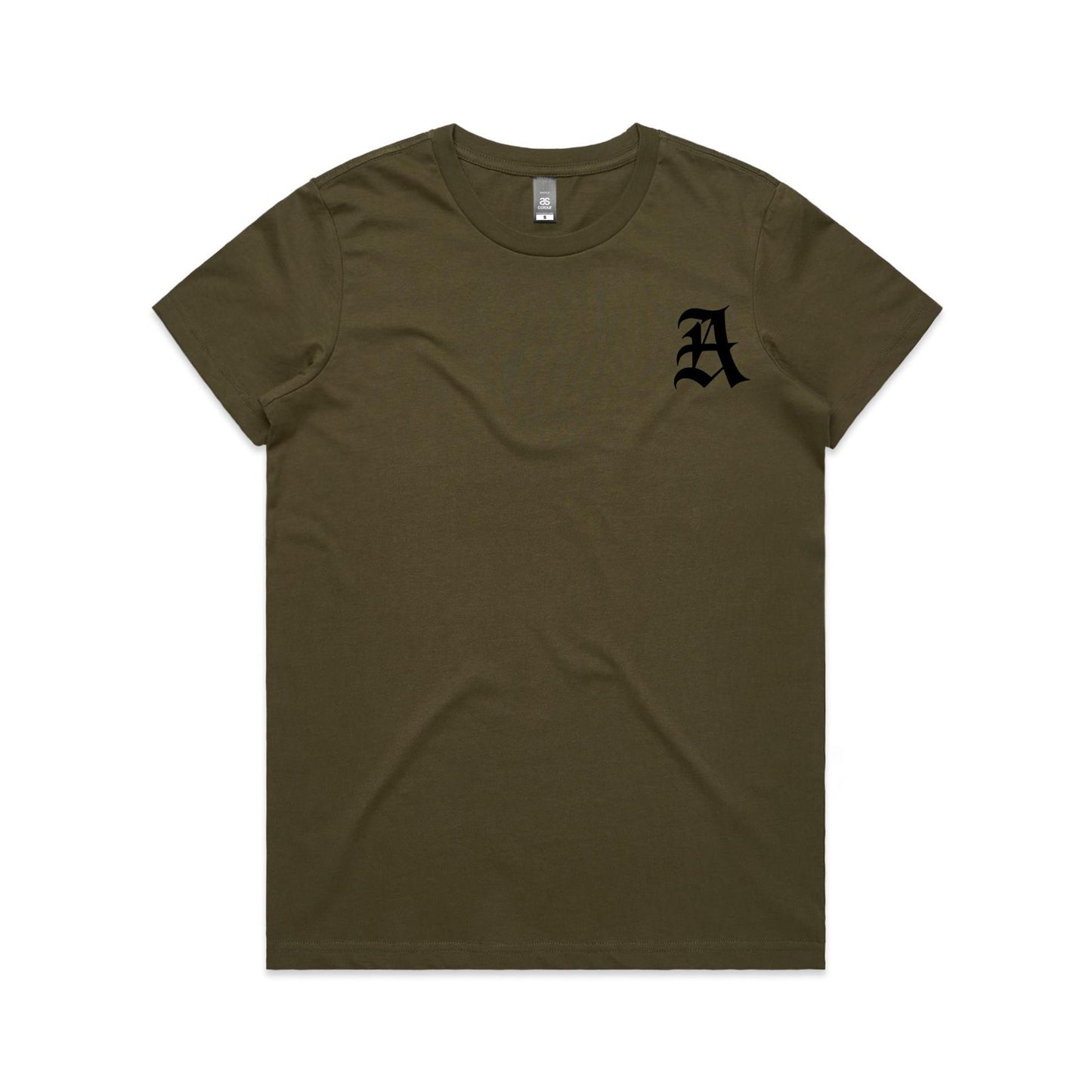 AloneTees “Classic A x Stretch Back” Logo T-Shirt — Women’s Fit