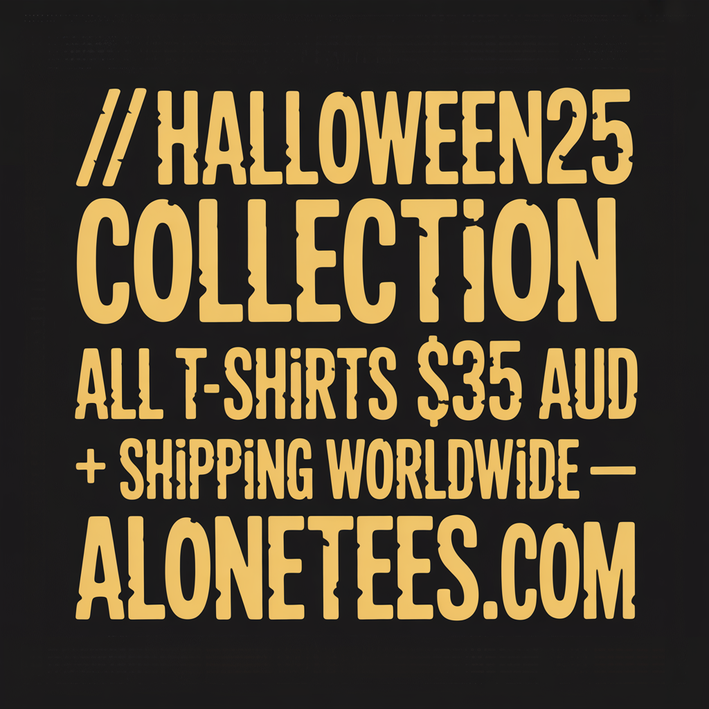 AloneTees Halloween 2025 collection banner graphic 