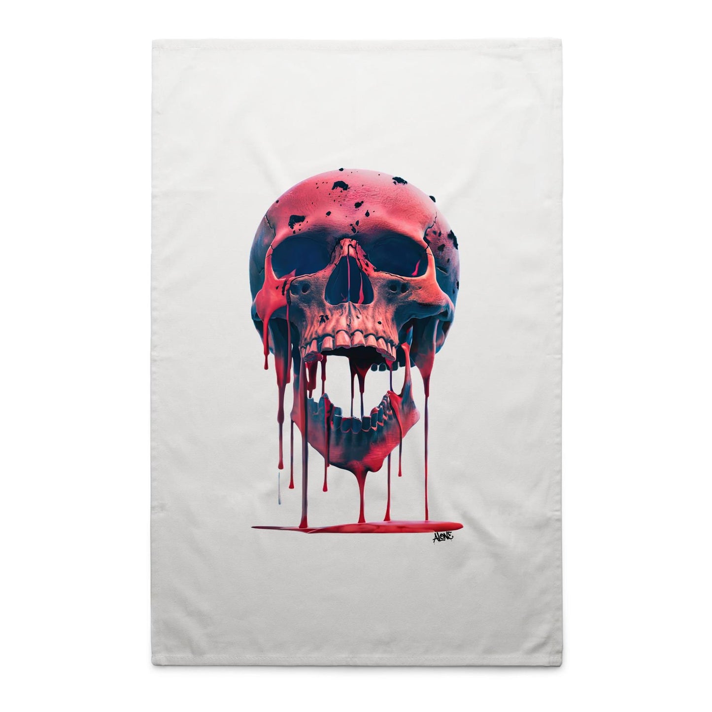 //H:25_PINKSKULL TEA TOWEL